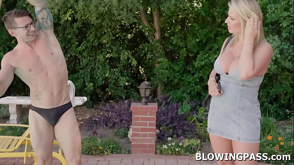 Big tits milf giving houseboy blowjob