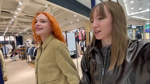 making out in dressing room with hot redhead / lesbian public sex