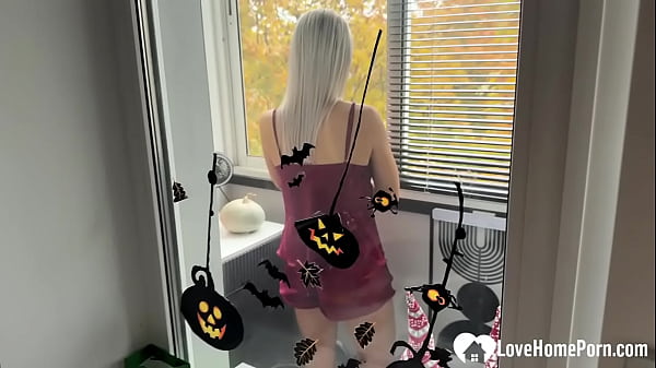 Cute Blonde Step-Daughter Wants My Dick So Bad She Begs To Suck It On The Balcony