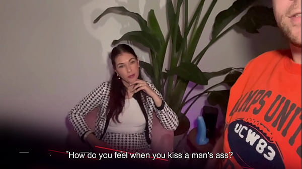 French Pegging – POV: I answer his questions, then I fuck his ass with my strap-on.