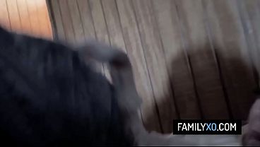 Hot blonde stepdaughter Emma Hix rides on stepdad’s cock