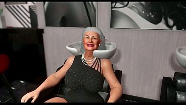 sexy granny 70 yo and young hairdresser