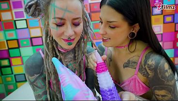 Sensual Girl Girl Anal Session with Big Dildo and Fingering