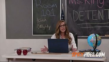Hot MILF Teacher Has Threesome With Horny Couple in The Classroom