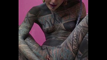 Skinny Tattooed Girl Work Wear Gets Horny Painting Solo Masturbation, ANAL, GAPES, SQUIRT